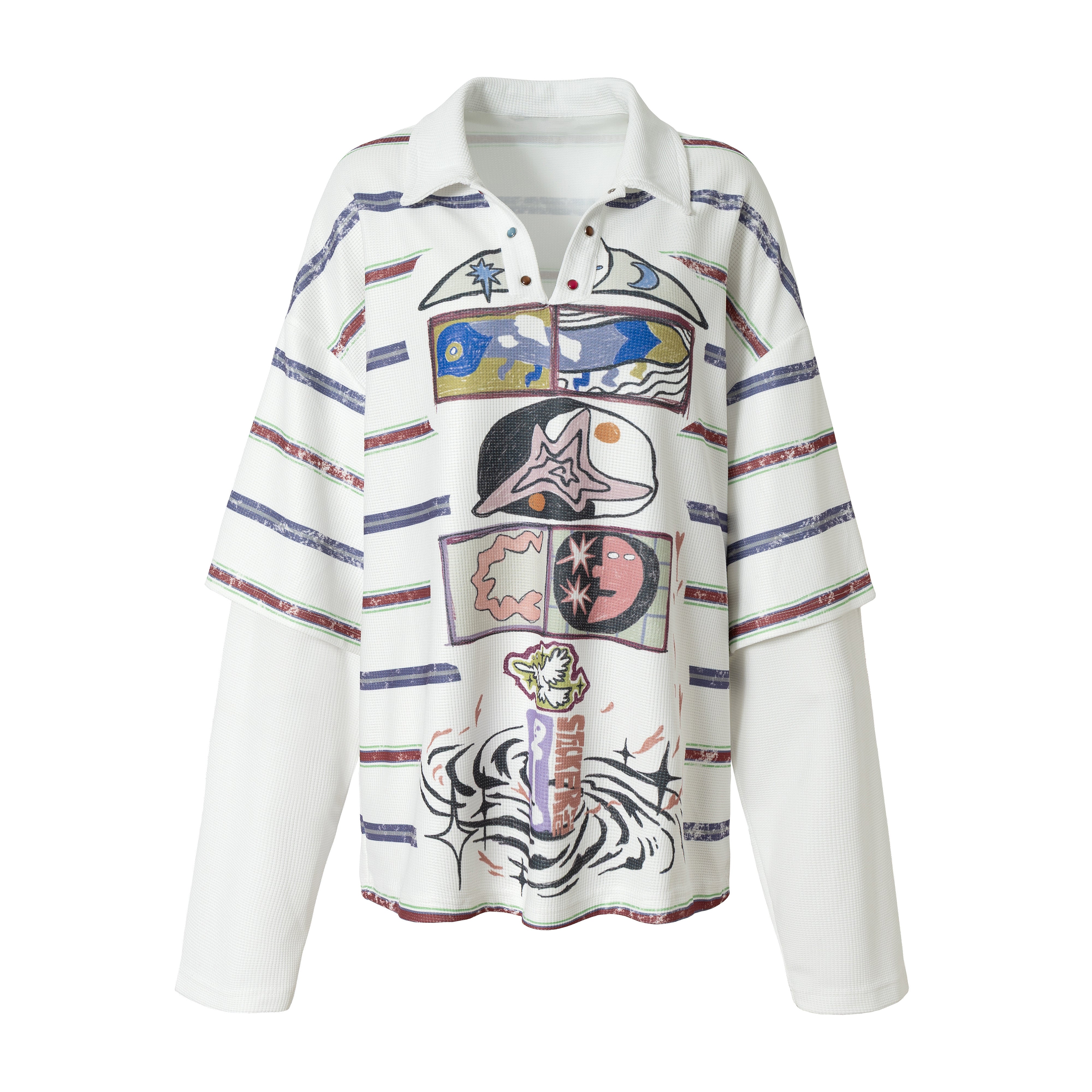 3-6-5.shop Abstract Stripe Long-Sleeve Polo Shirt