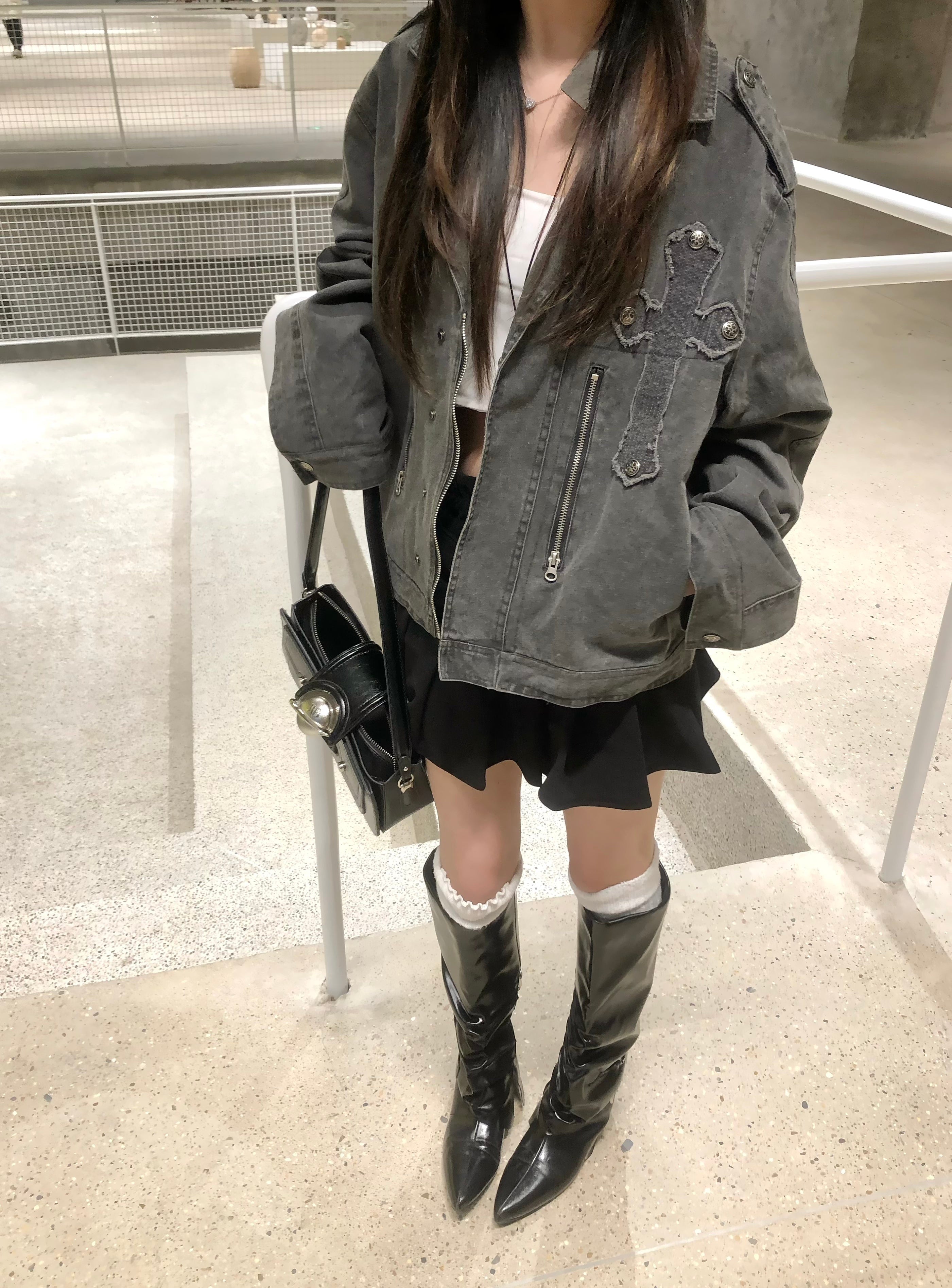 3-6-5.shop Vintage Cross Detail Jacket