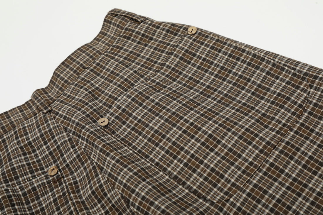 3-6-5.shop Vintage Check Wide-Leg Pants