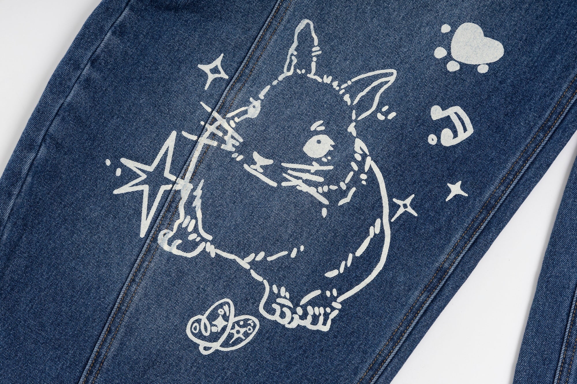 3-6-5.shop Bunny Ribbon Curved Jeans