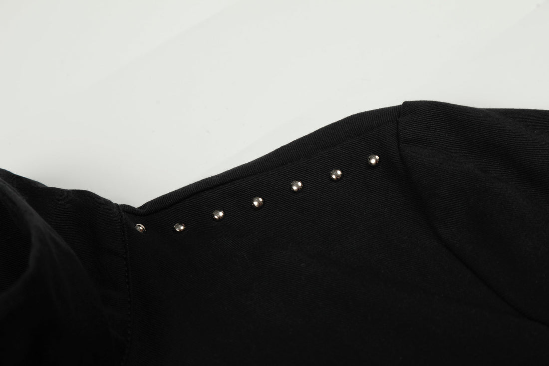 3-6-5.shop Rivet-Belted Cropped Rider Jacket