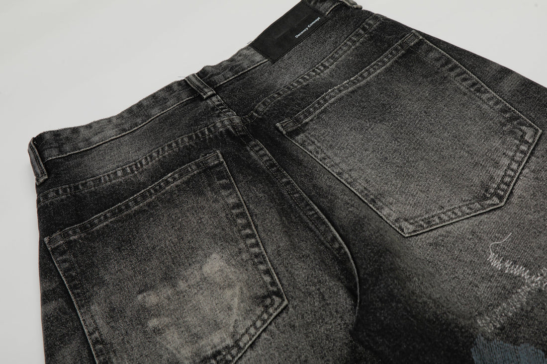 3-6-5.shop Washed Distressed Denim Pants