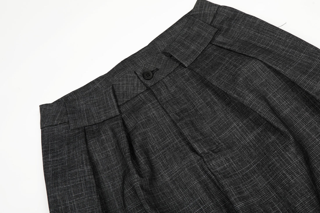 3-6-5.shop Textured Pleated Wide-Leg Trousers