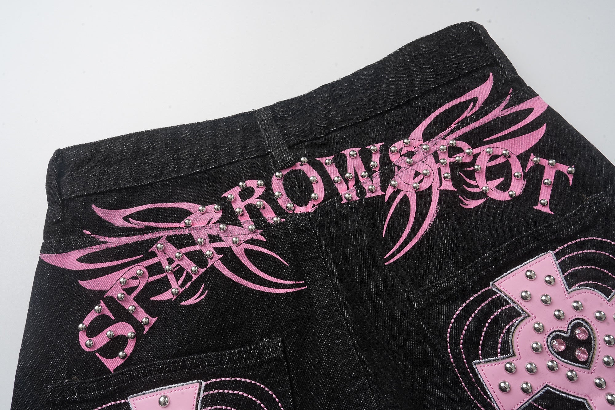 3-6-5.shop Cross Pocket Graphic Wide-Leg Jeans