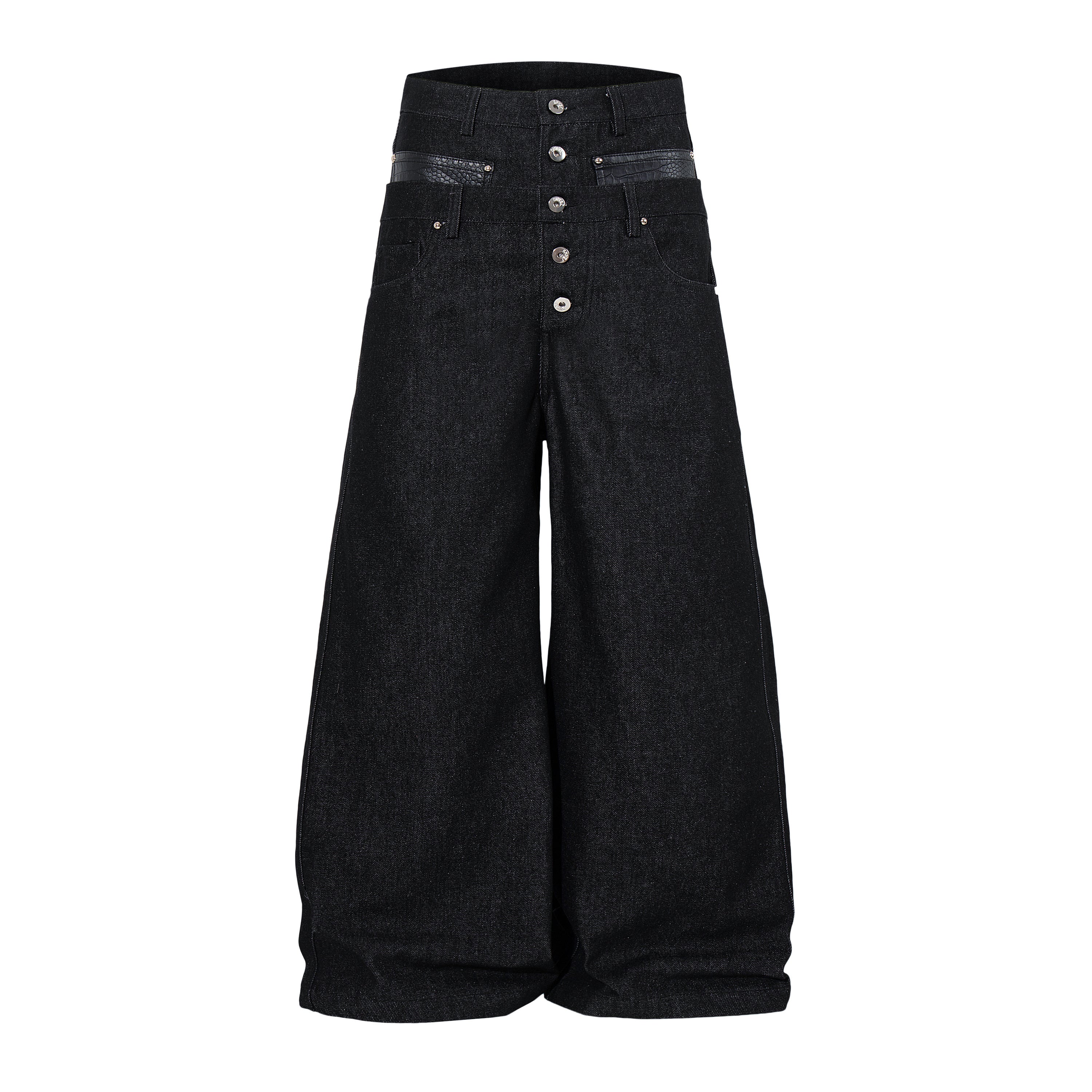 3-6-5.shop Wide Leg Button Fly Denim Pants