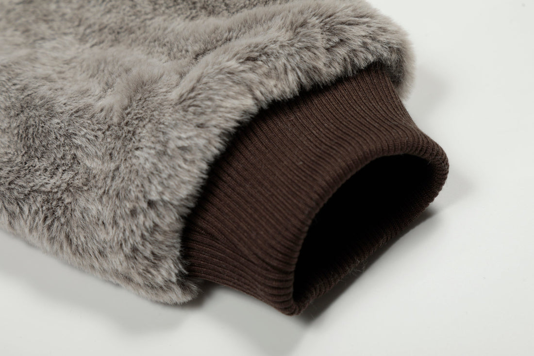 3-6-5.shop Wool Blend Fleece Hooded Bomber Jacket