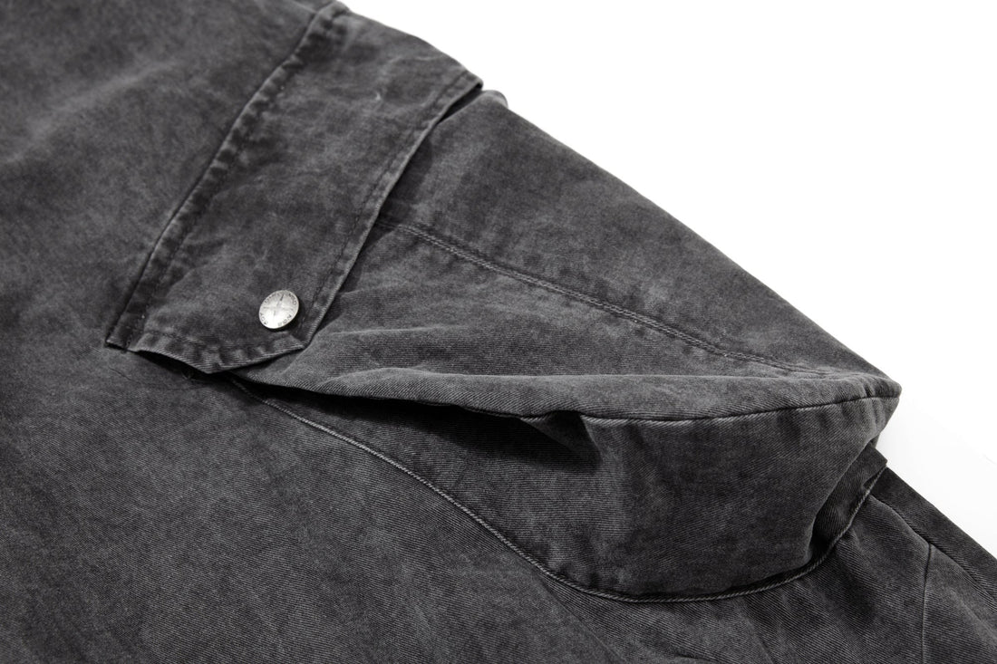 3-6-5.shop Washed Wide-Leg Cargo Pants