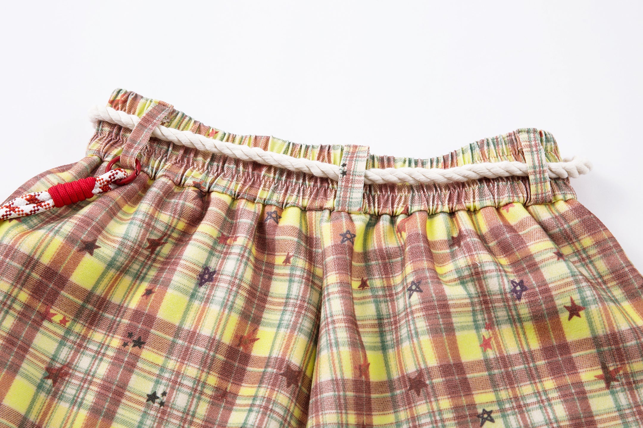 3-6-5.shop Yellow Plaid Bear Charm Pants