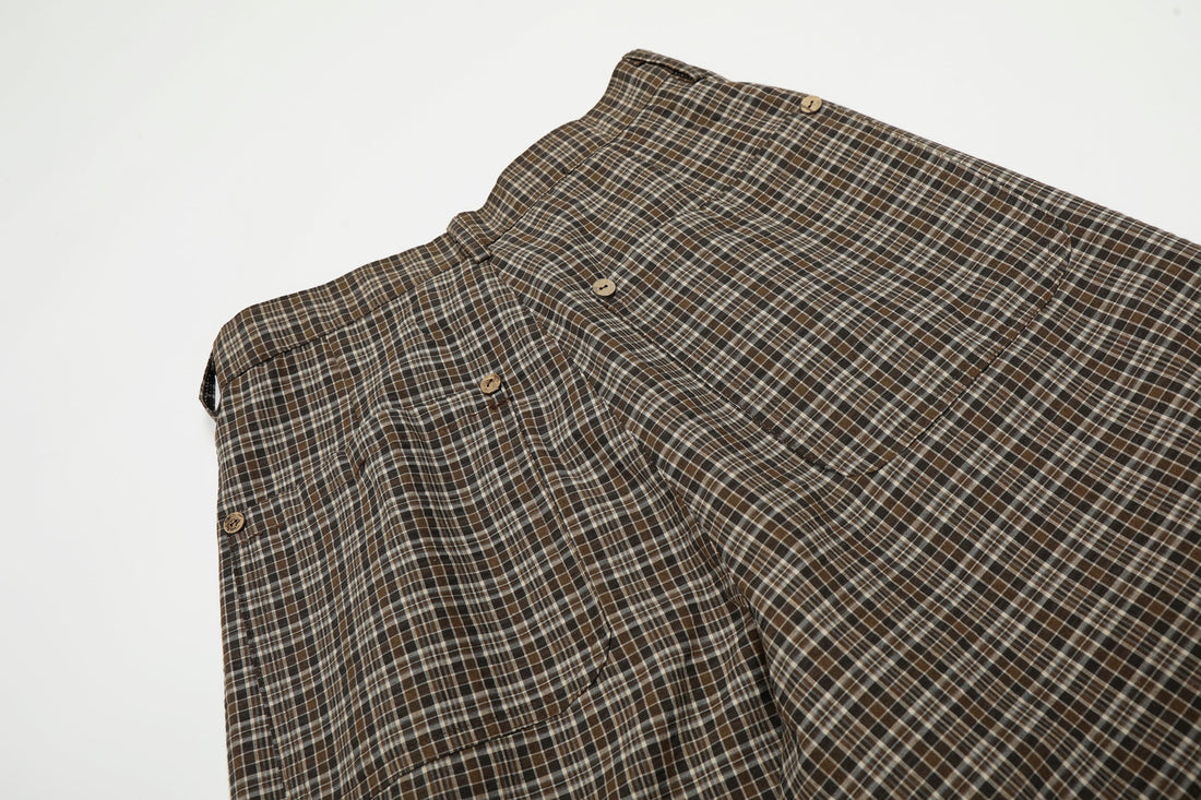 3-6-5.shop Vintage Check Wide-Leg Pants