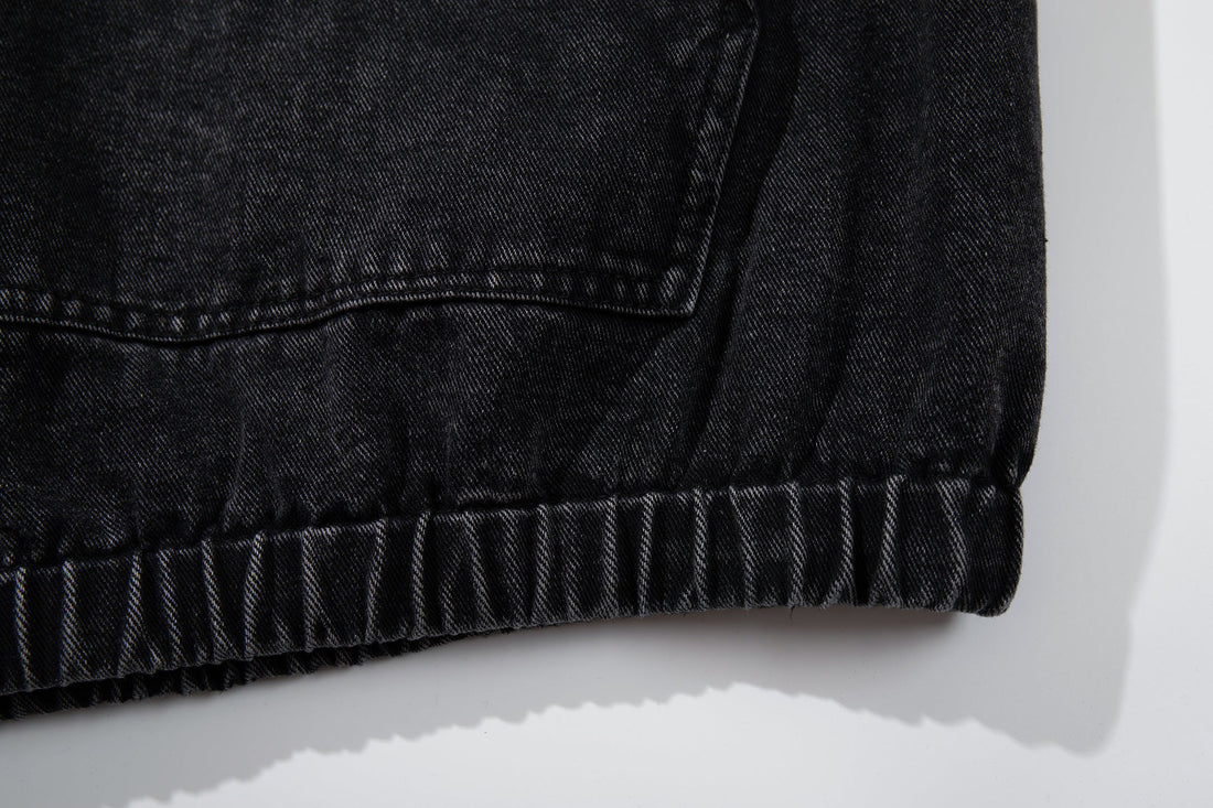 3-6-5.shop Toggle-Front Washed Denim Hoodie