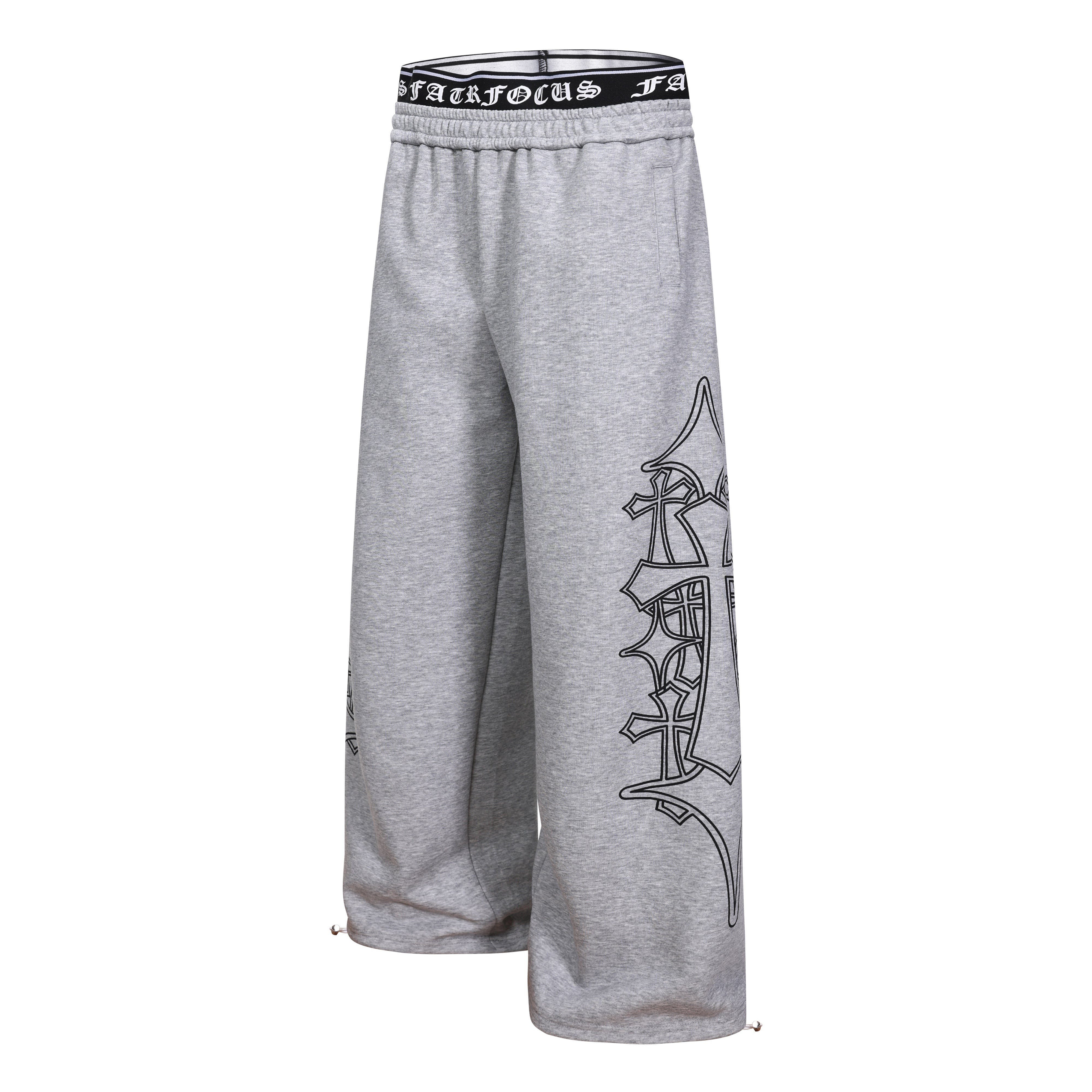 3-6-5.shop Gothic Outline Wide-Leg Sweatpants