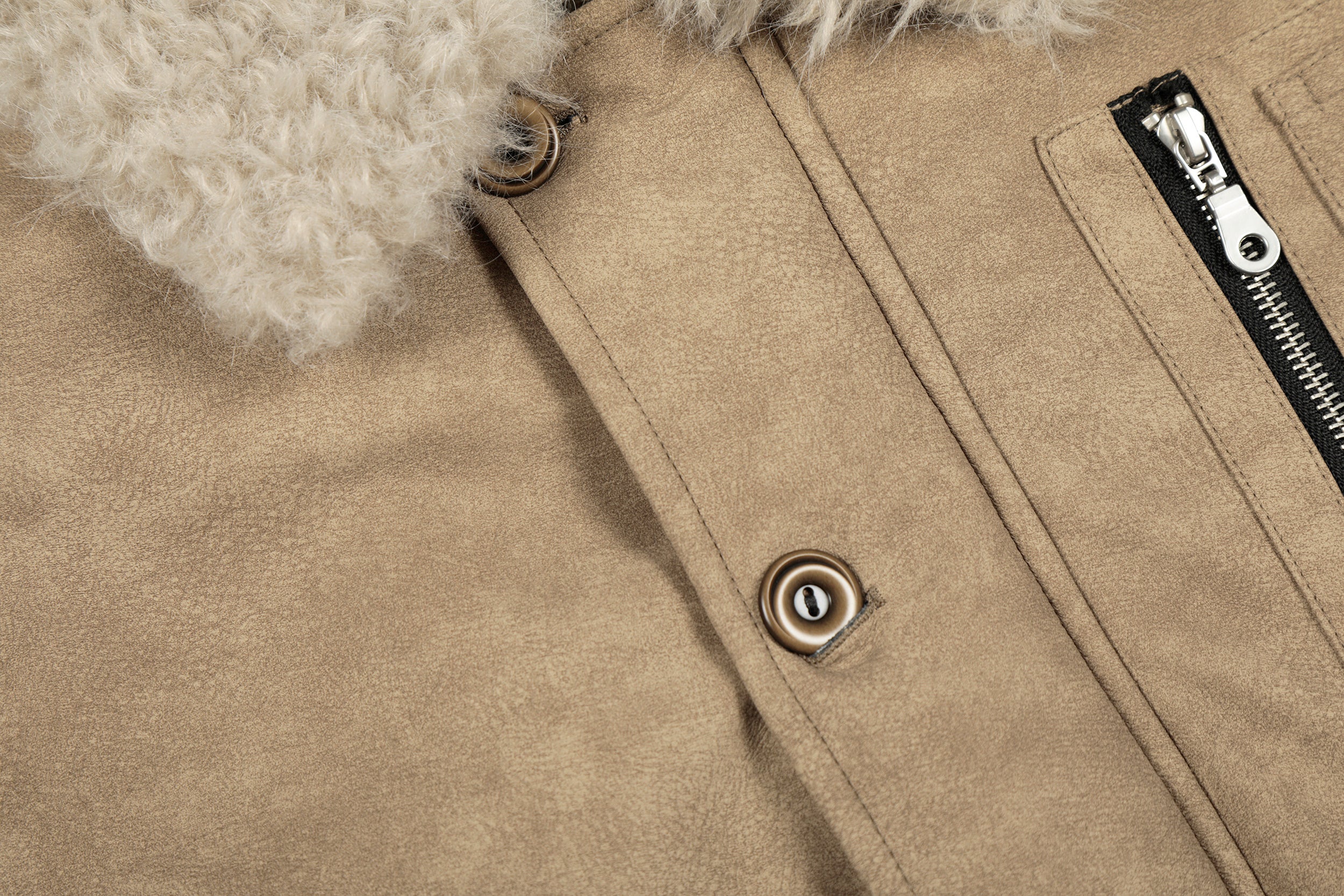 3-6-5.shop Faux Shearling Collar PU Jacket