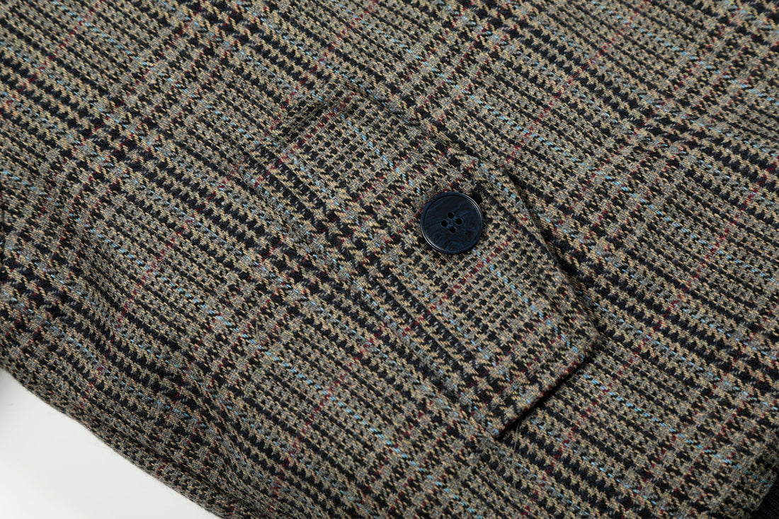 3-6-5.shop Vintage Check Wool Blend Bomber Jacket
