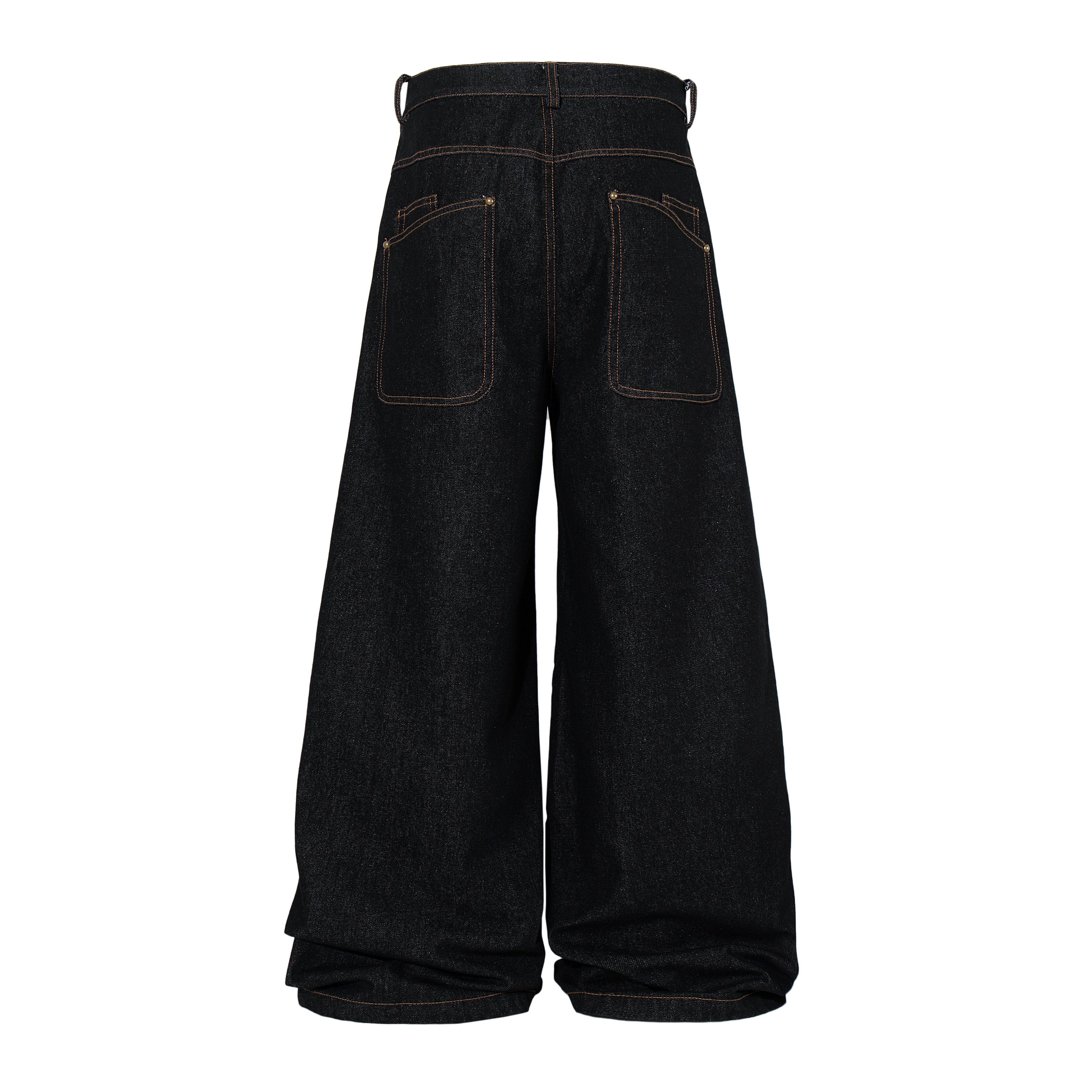 3-6-5.shop Curved Panel Wide Leg Denim Pants