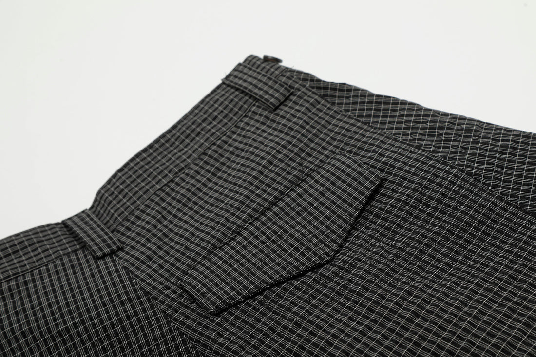 3-6-5.shop Checked Curved-Leg Pants