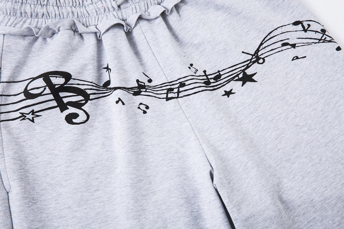 3-6-5.shop Music Graphic Wide-Leg Sweatpants
