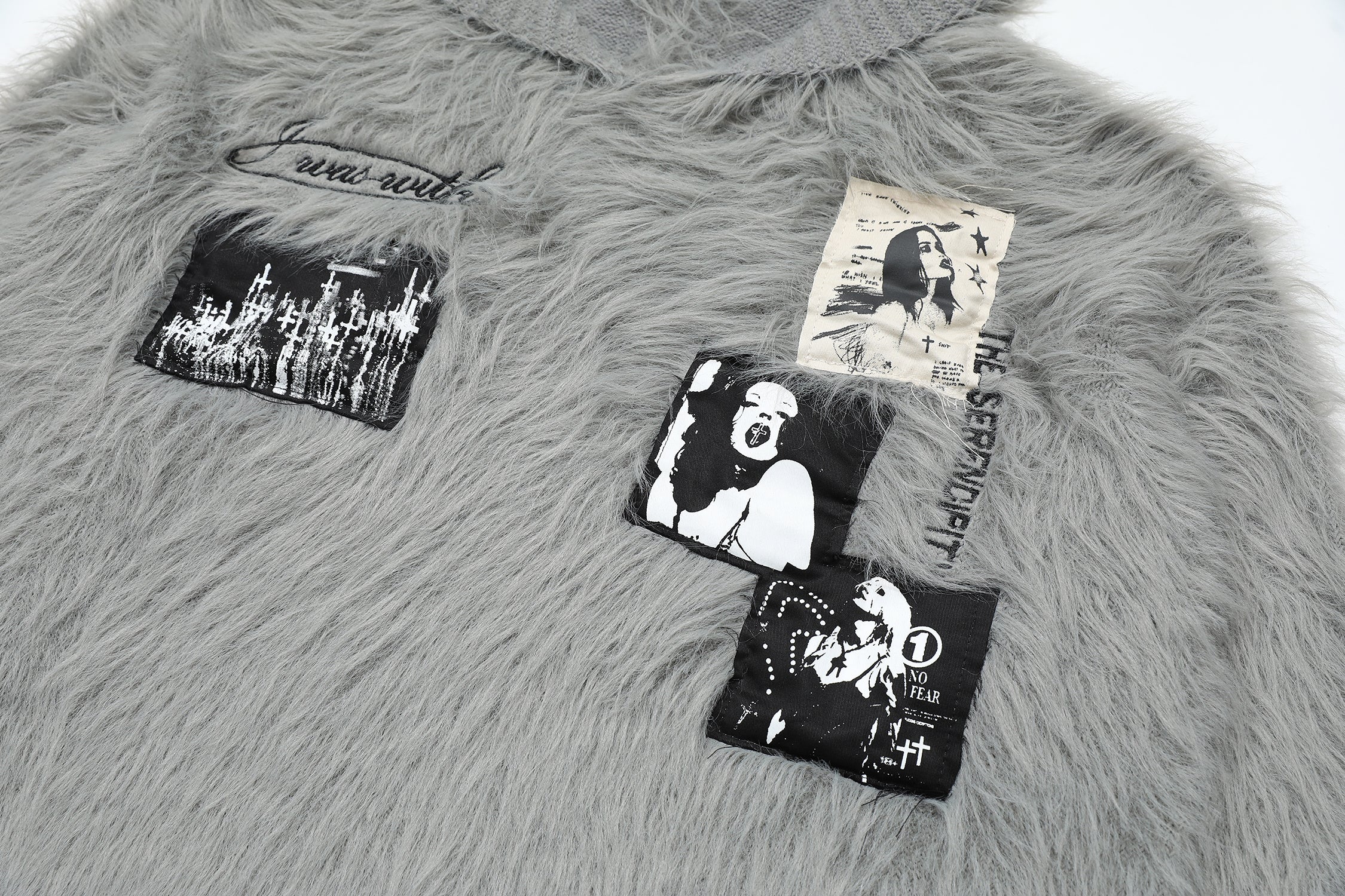 3-6-5.shop Fuzzy Patch Knit Sweater