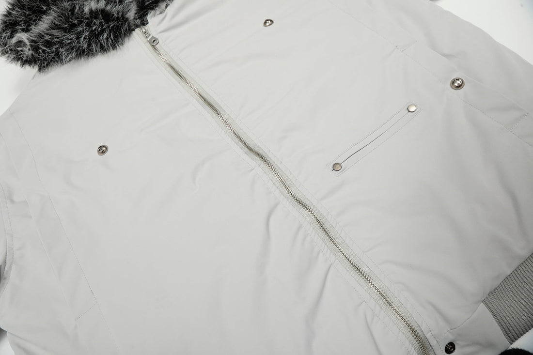 3-6-5.shop Faux Fur Hood Utility Bomber Jacket