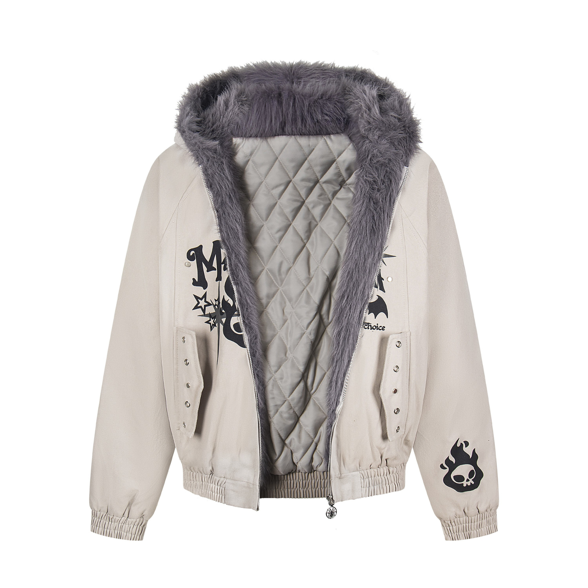 3-6-5.shop Faux Fur Collar Quilted Jacket