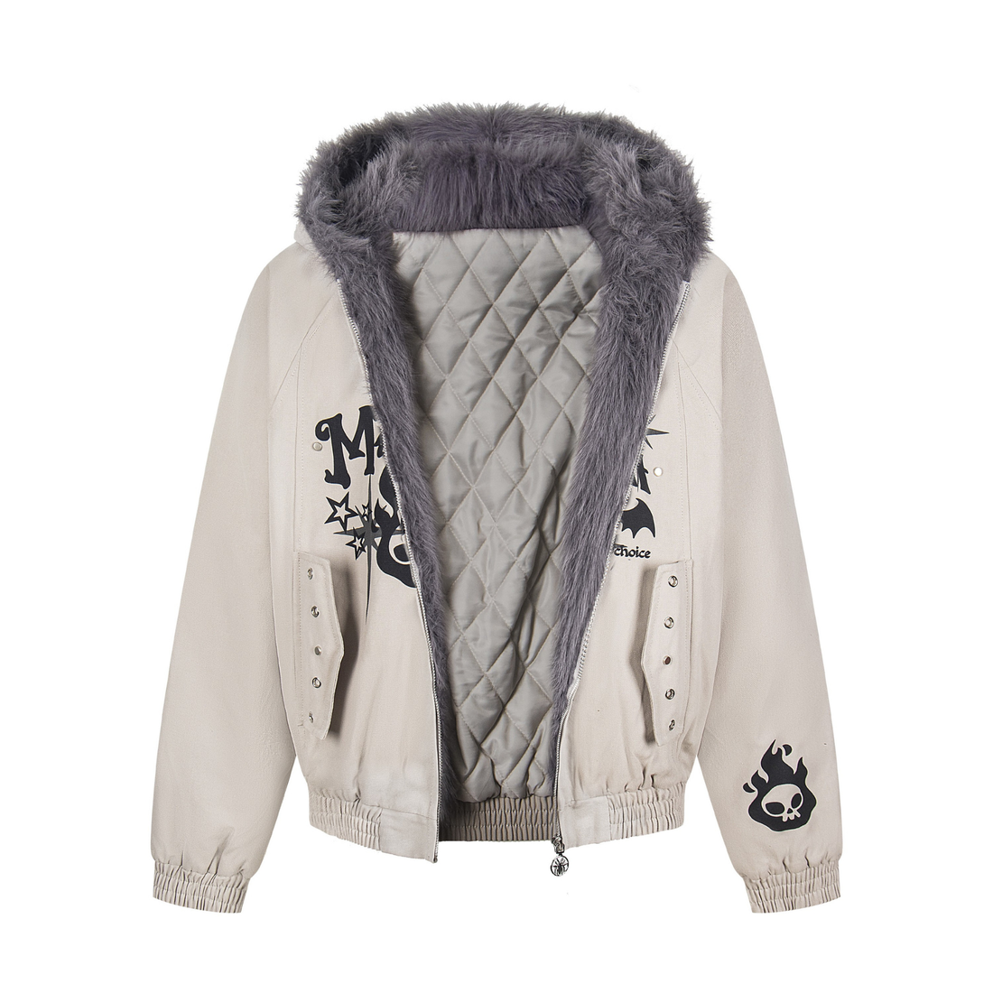 3-6-5.shop Faux Fur Collar Quilted Jacket
