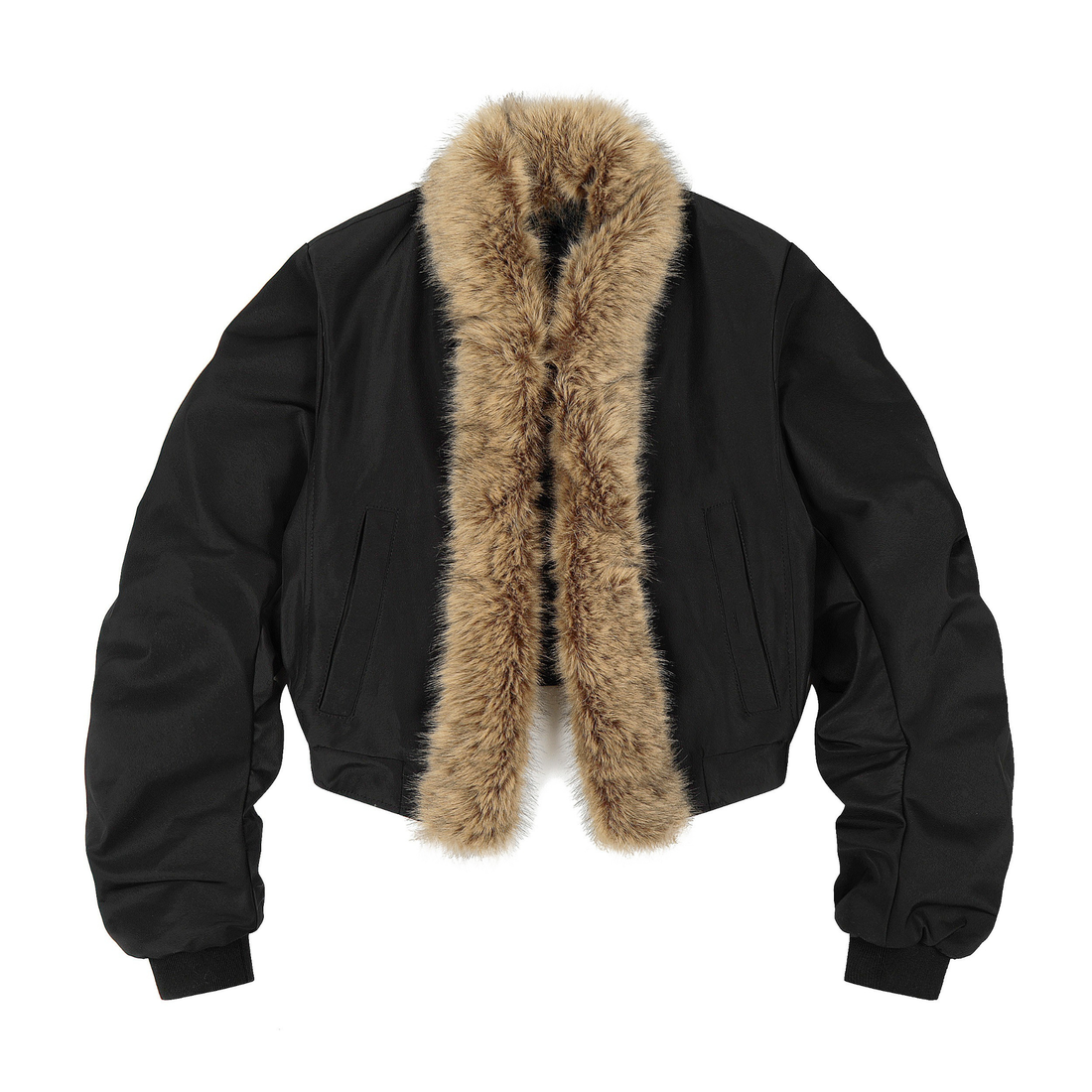 3-6-5.shop Detachable Faux Fur Scarf Bomber Jacket