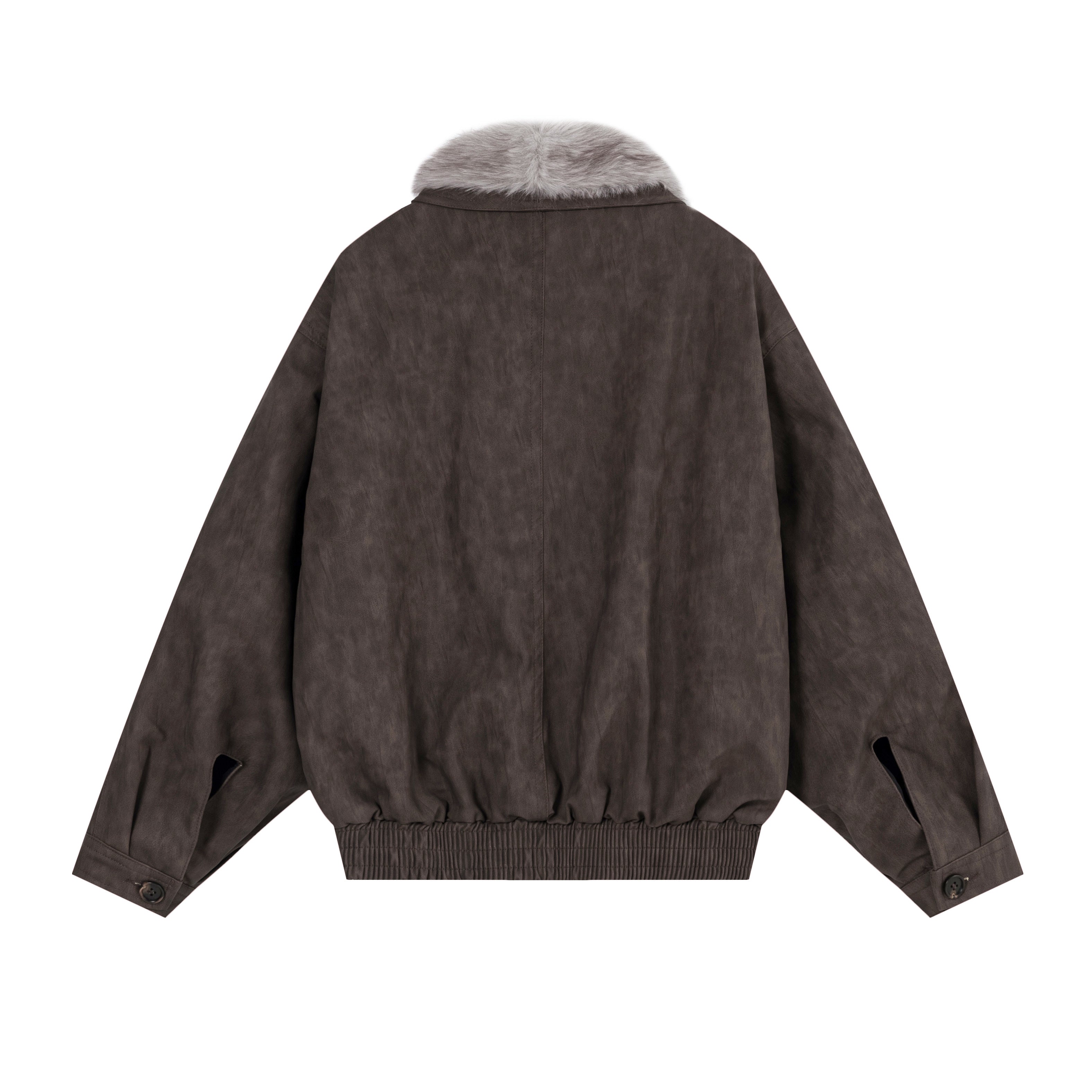 3-6-5.shop Fur-Collar Studded PU Jacket