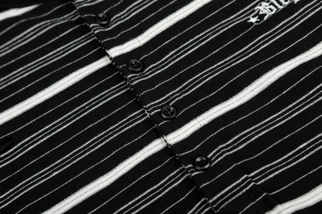 3-6-5.shop Striped Henley Long Sleeve Tee