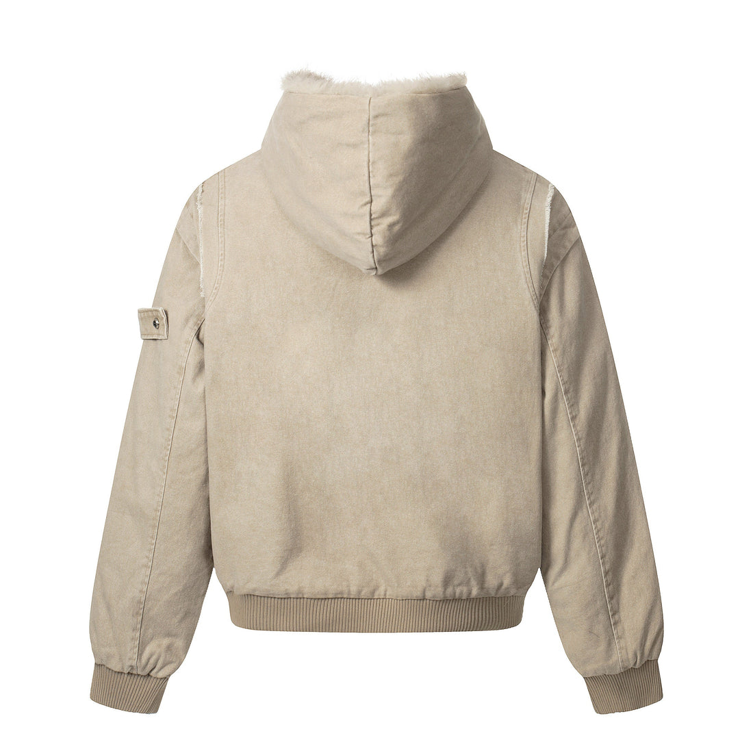 3-6-5.shop Washed Shearling-Lined Denim Hooded Jacket