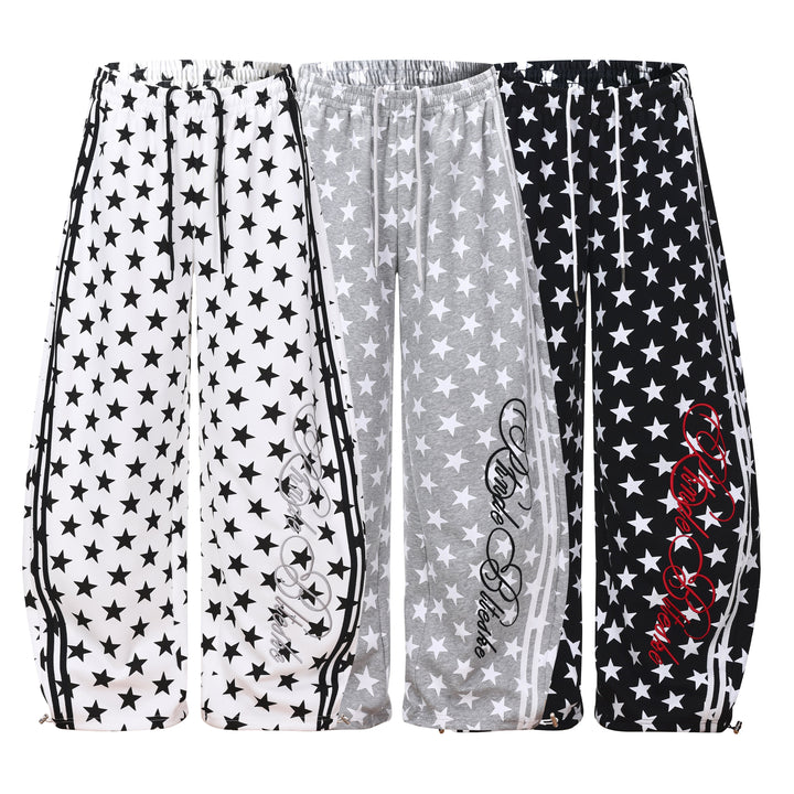 3-6-5.shop Star Print Wide-Leg Sweatpants