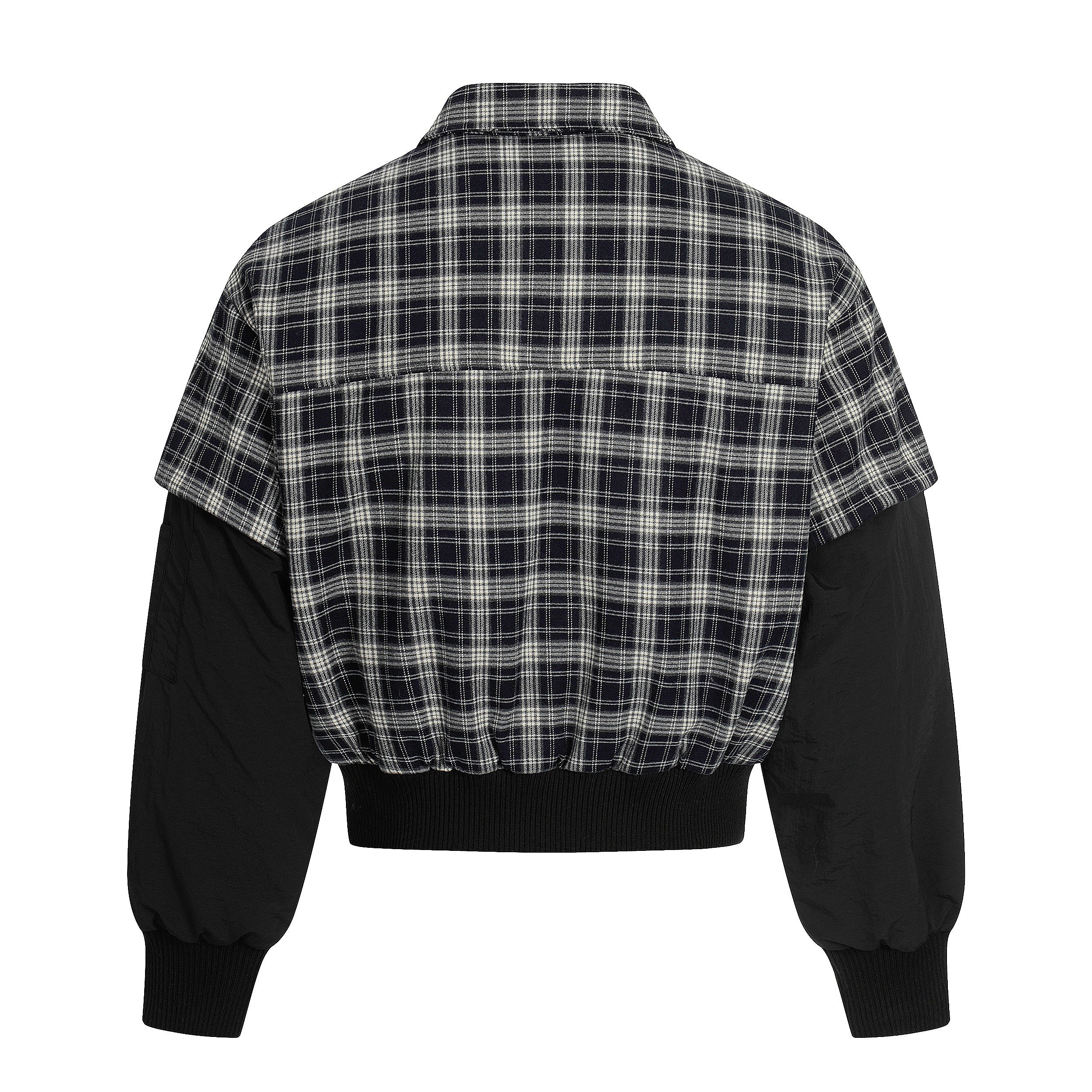 3-6-5.shop Plaid Hybrid Bomber Jacket