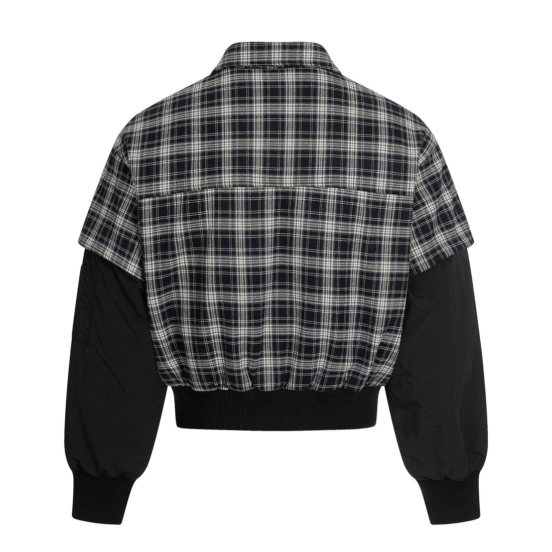 3-6-5.shop Plaid Hybrid Bomber Jacket