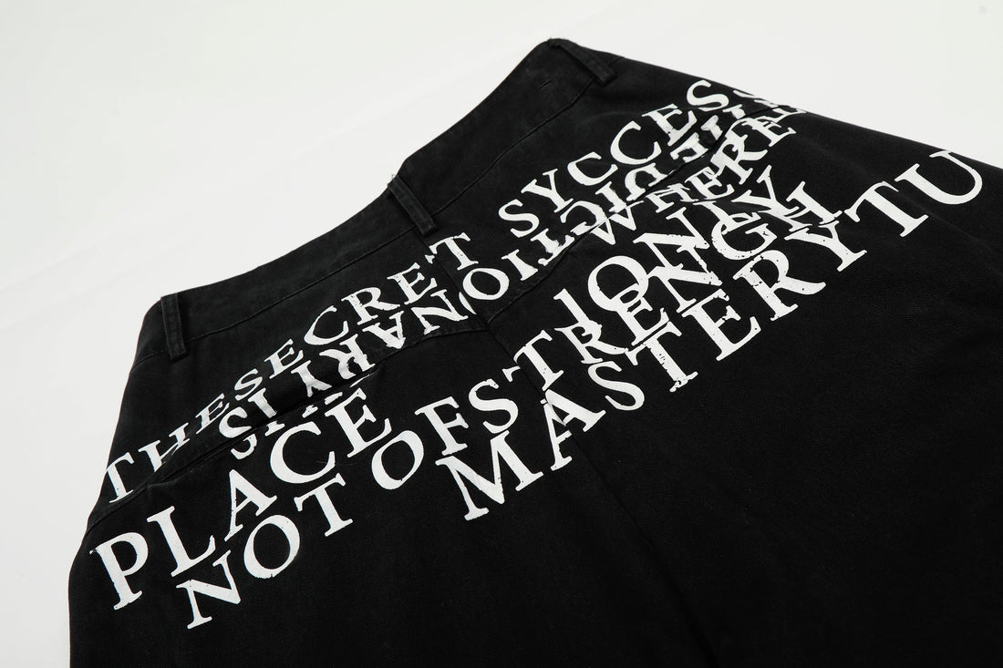 3-6-5.shop Typography Cargo Wide-Leg Pants