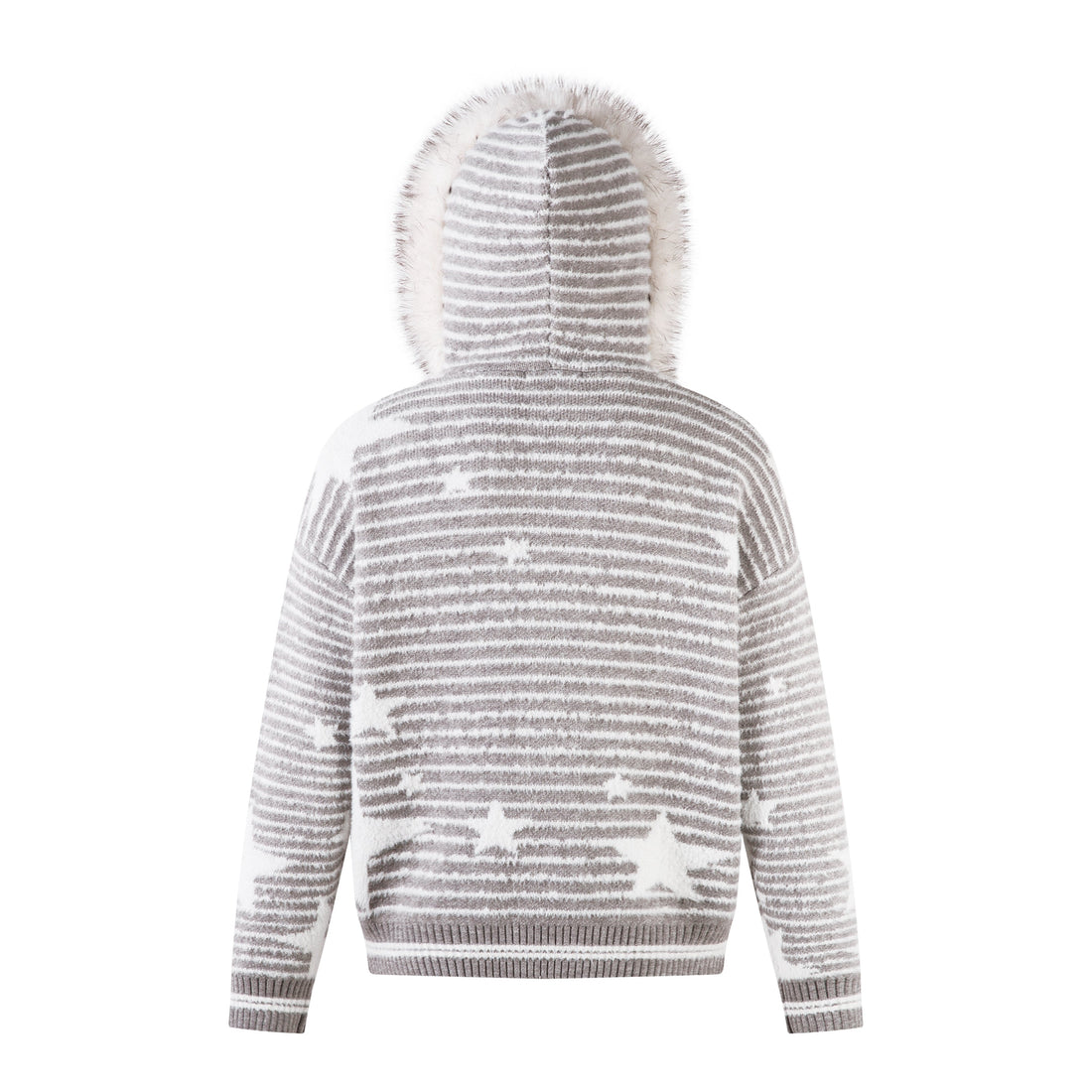 3-6-5.shop Star Knit Faux Fur Hoodie