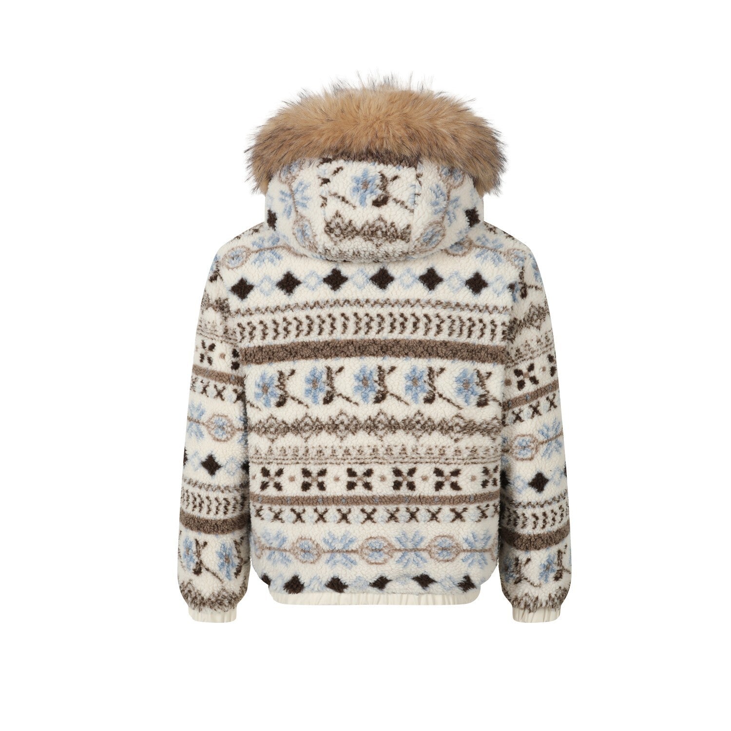 3-6-5.shop Nordic Pattern Fur Hood Jacket
