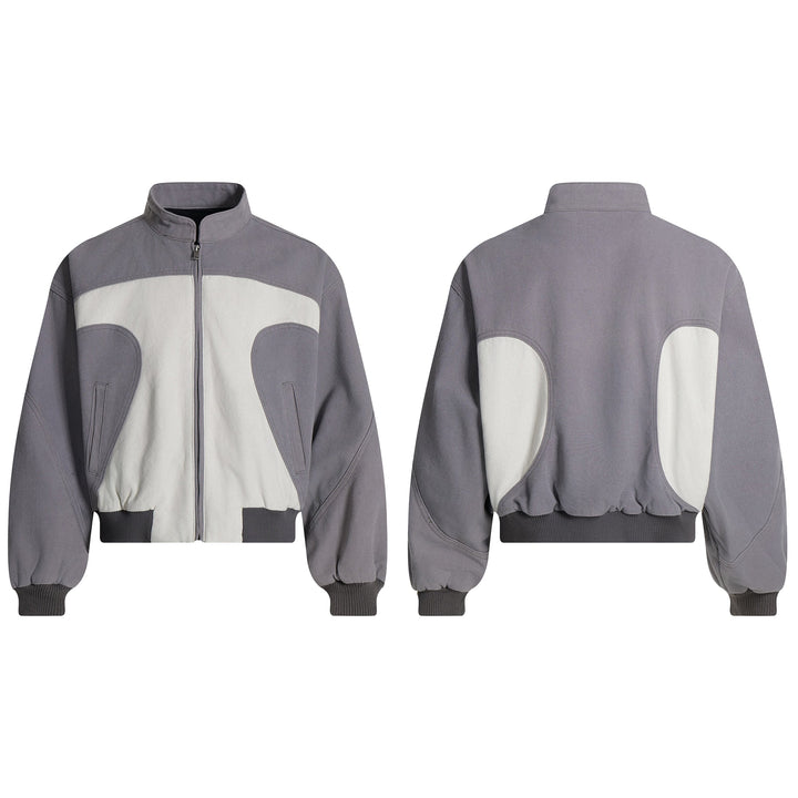3-6-5.shop Two-Tone Curved Panel Bomber Jacket