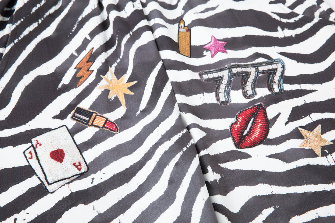 3-6-5.shop Zebra Patch Barrel Pants