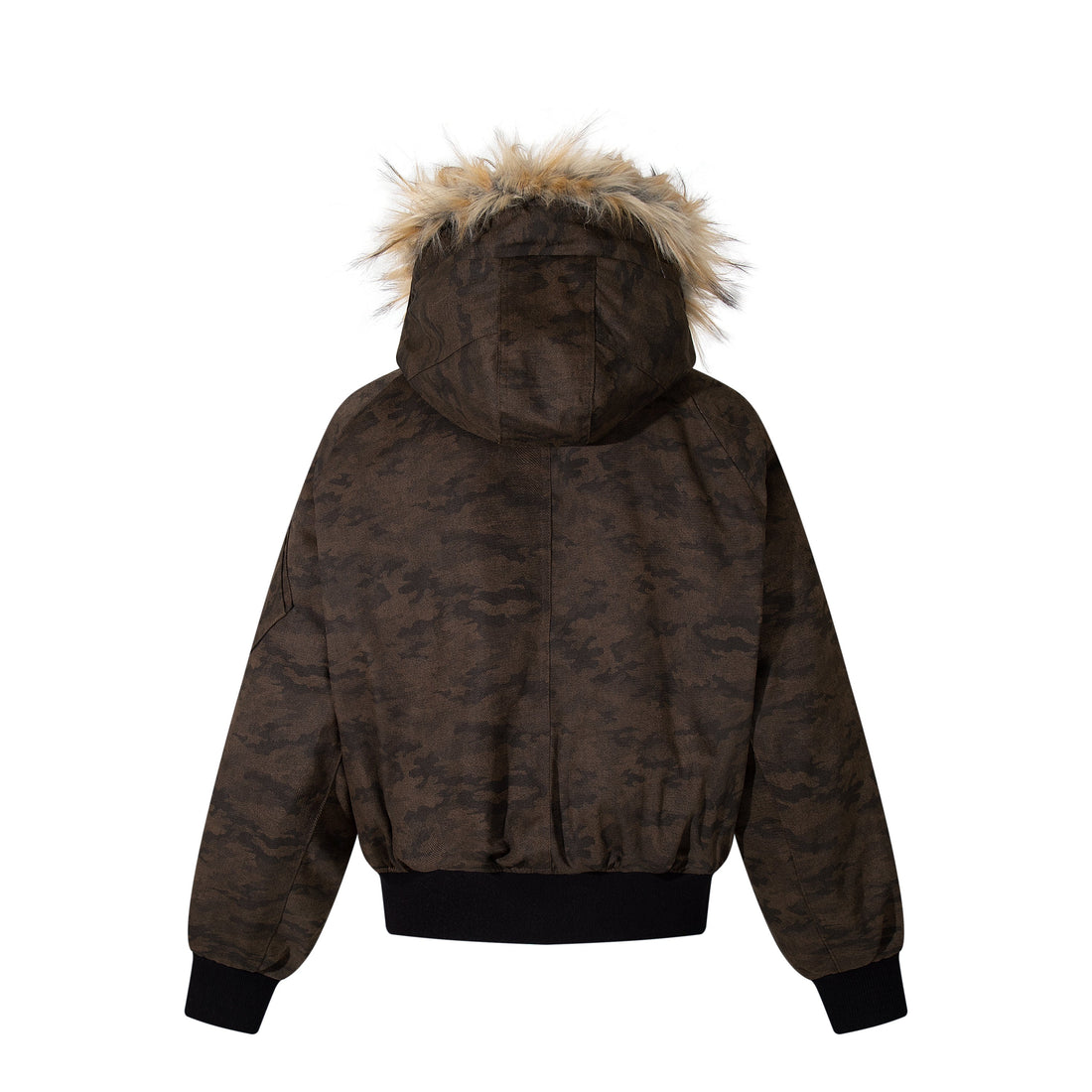 3-6-5.shop Camo Fur Hood Bomber Jacket