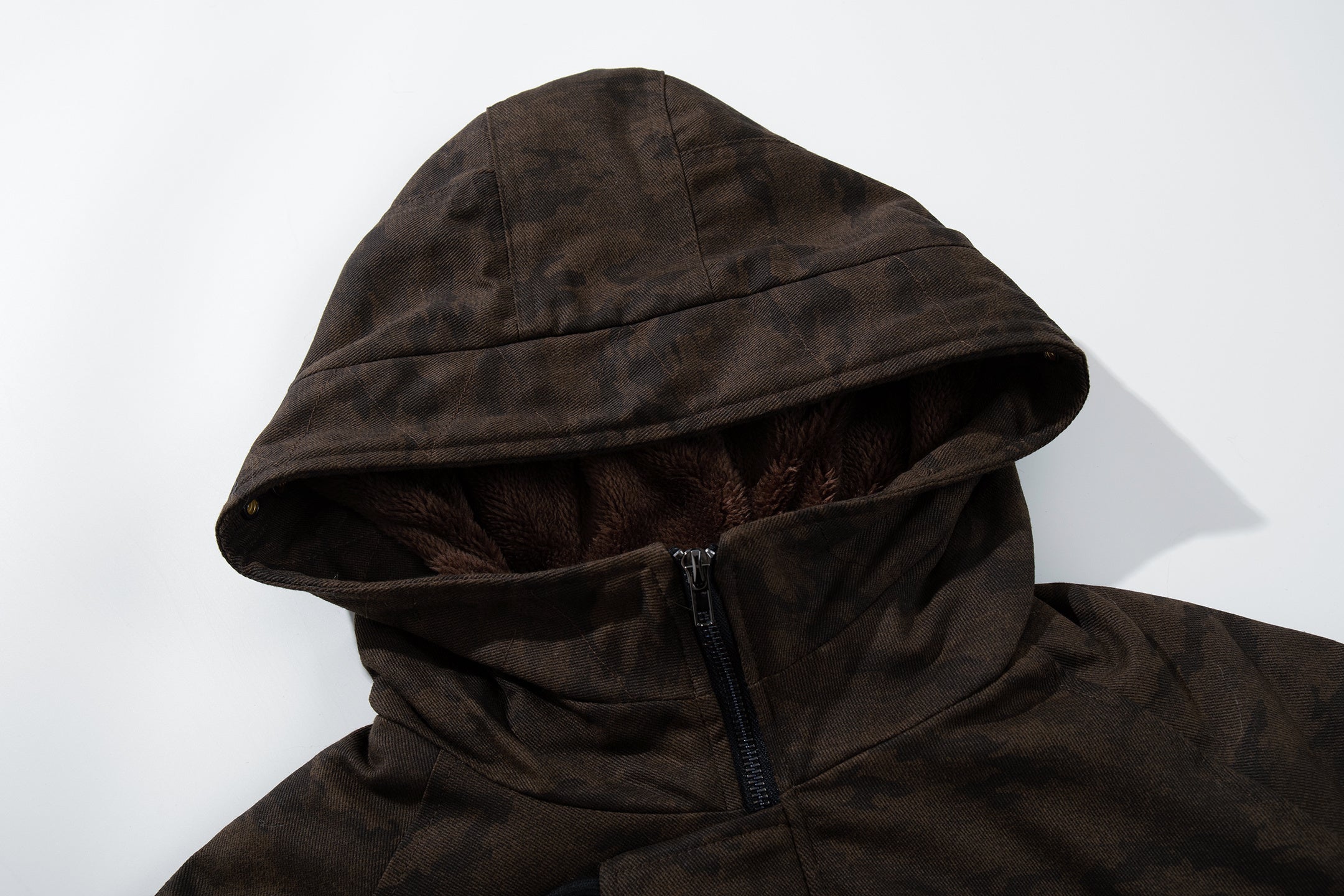 3-6-5.shop Camo Fur Hood Bomber Jacket