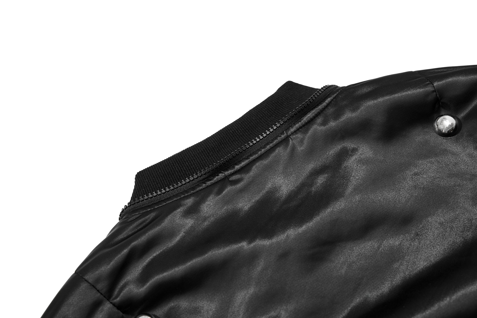 3-6-5.shop Faux Fur Collar Glossy Bomber Jacket