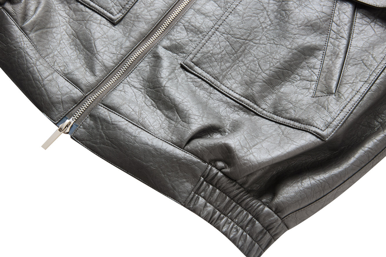 3-6-5.shop Classic Utility PU Jacket