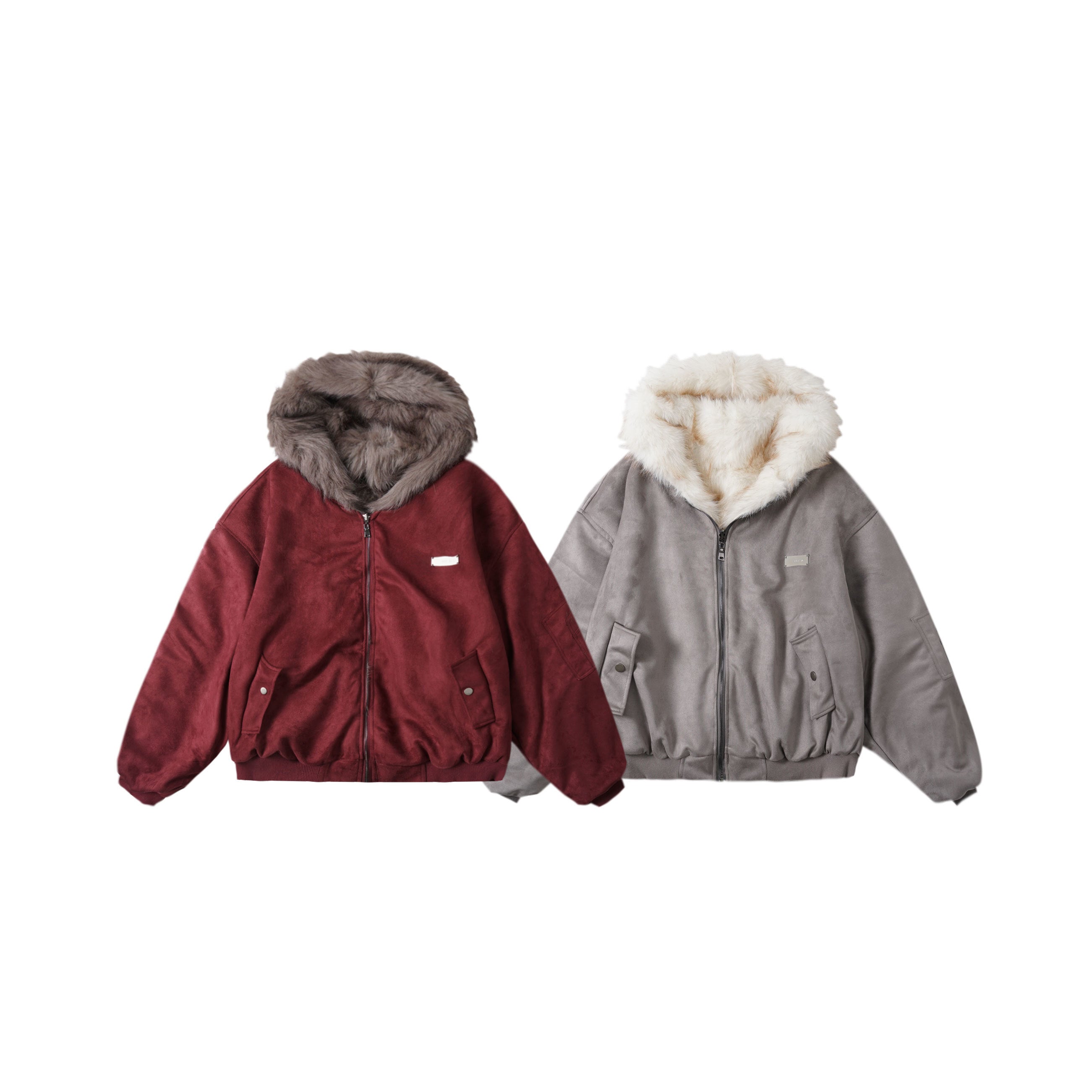 3-6-5.shop Reversible Faux Fur Hooded Jacket