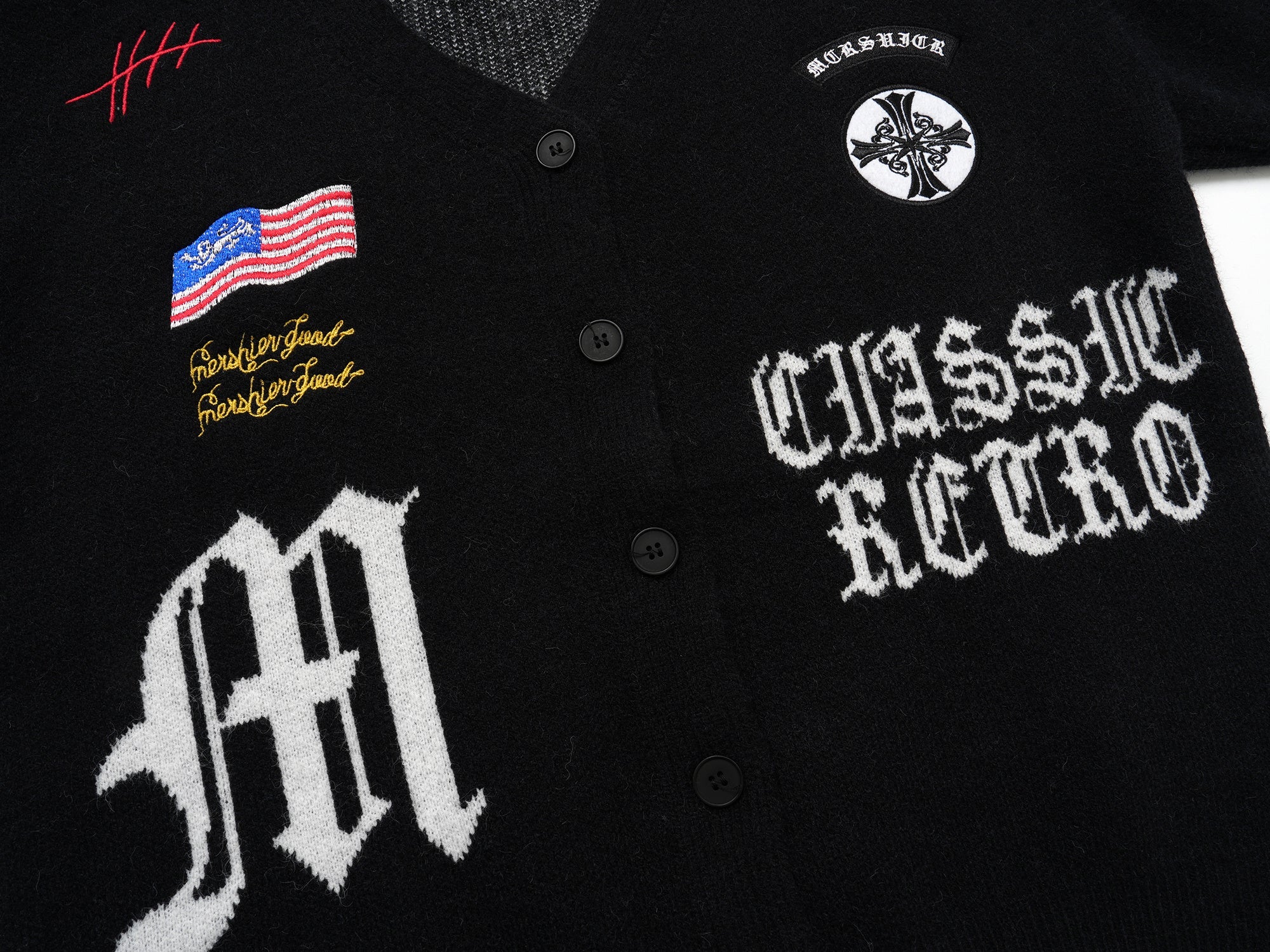 3-6-5.shop Classic Retro Patch Knit Cardigan