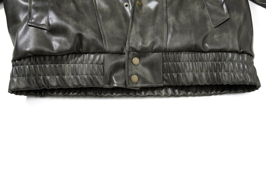 3-6-5.shop Faux Leather Bomber Jacket