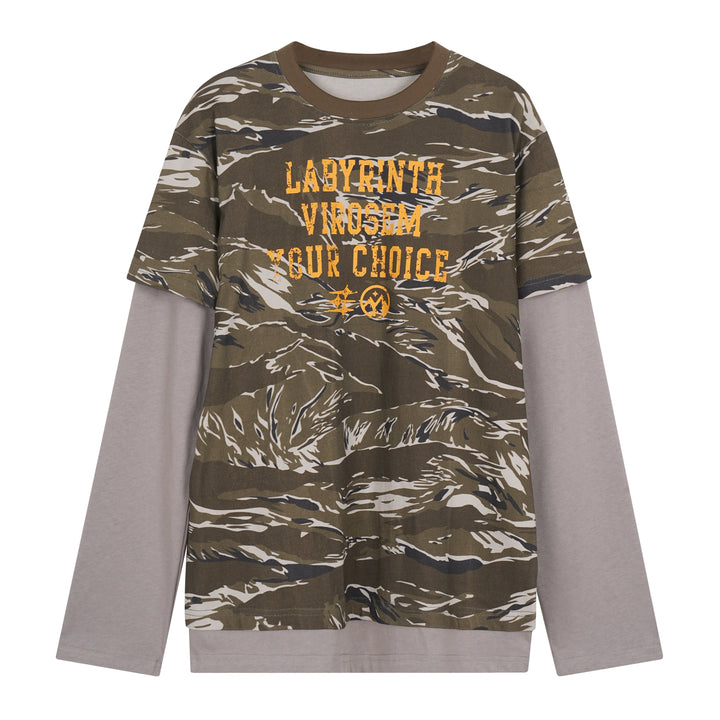 3-6-5.shop Camo Layered Long Sleeve Tee*