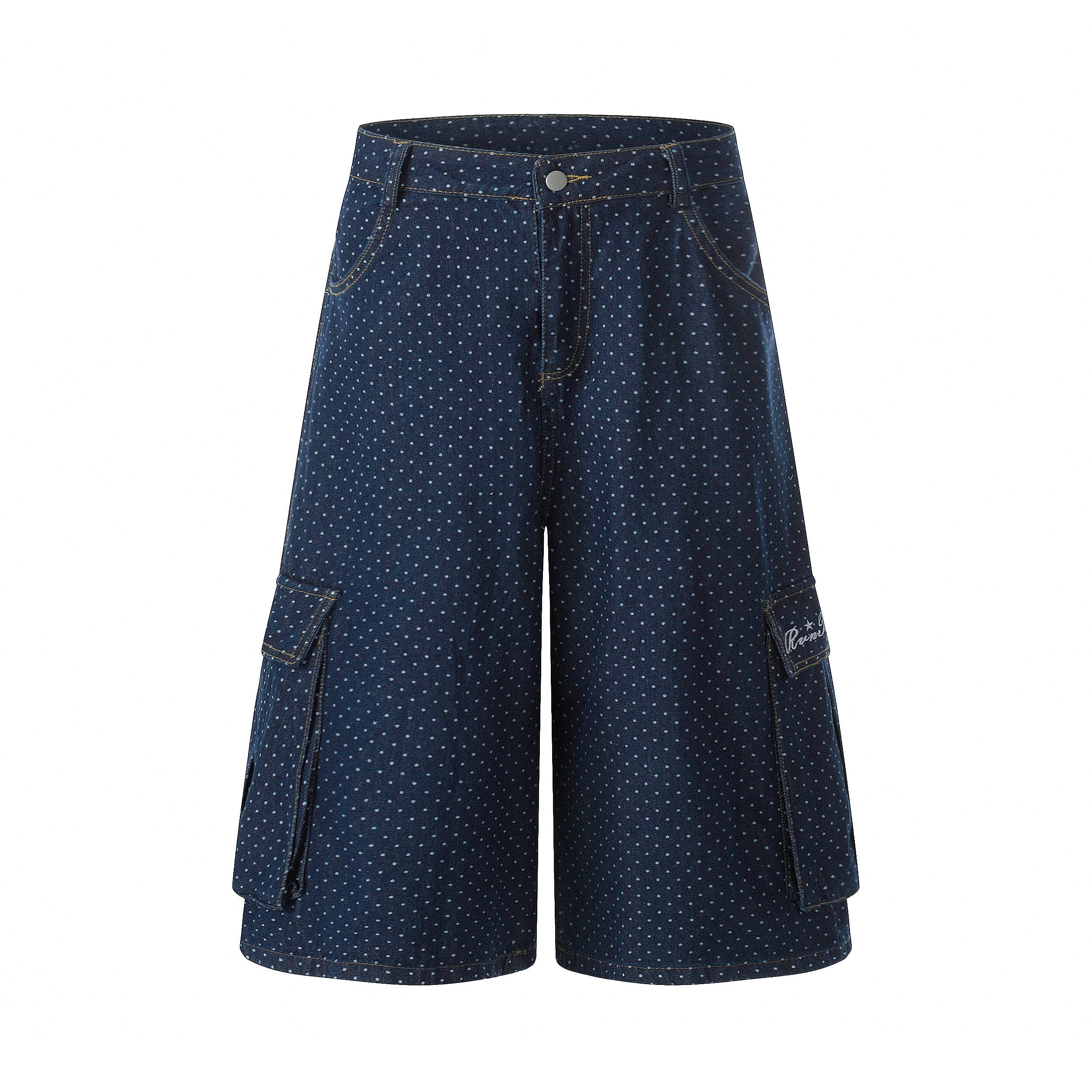 3-6-5.shop Polka Dot Denim Cargo Shorts