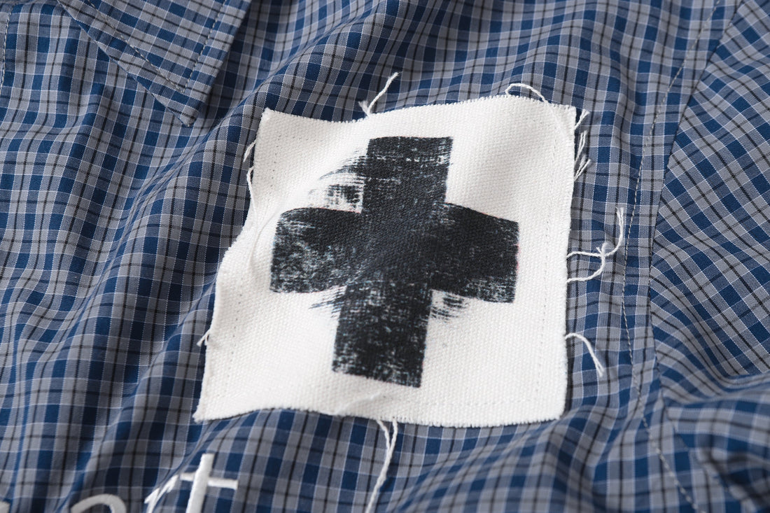 3-6-5.shop Patchwork Graphic Plaid Shirt