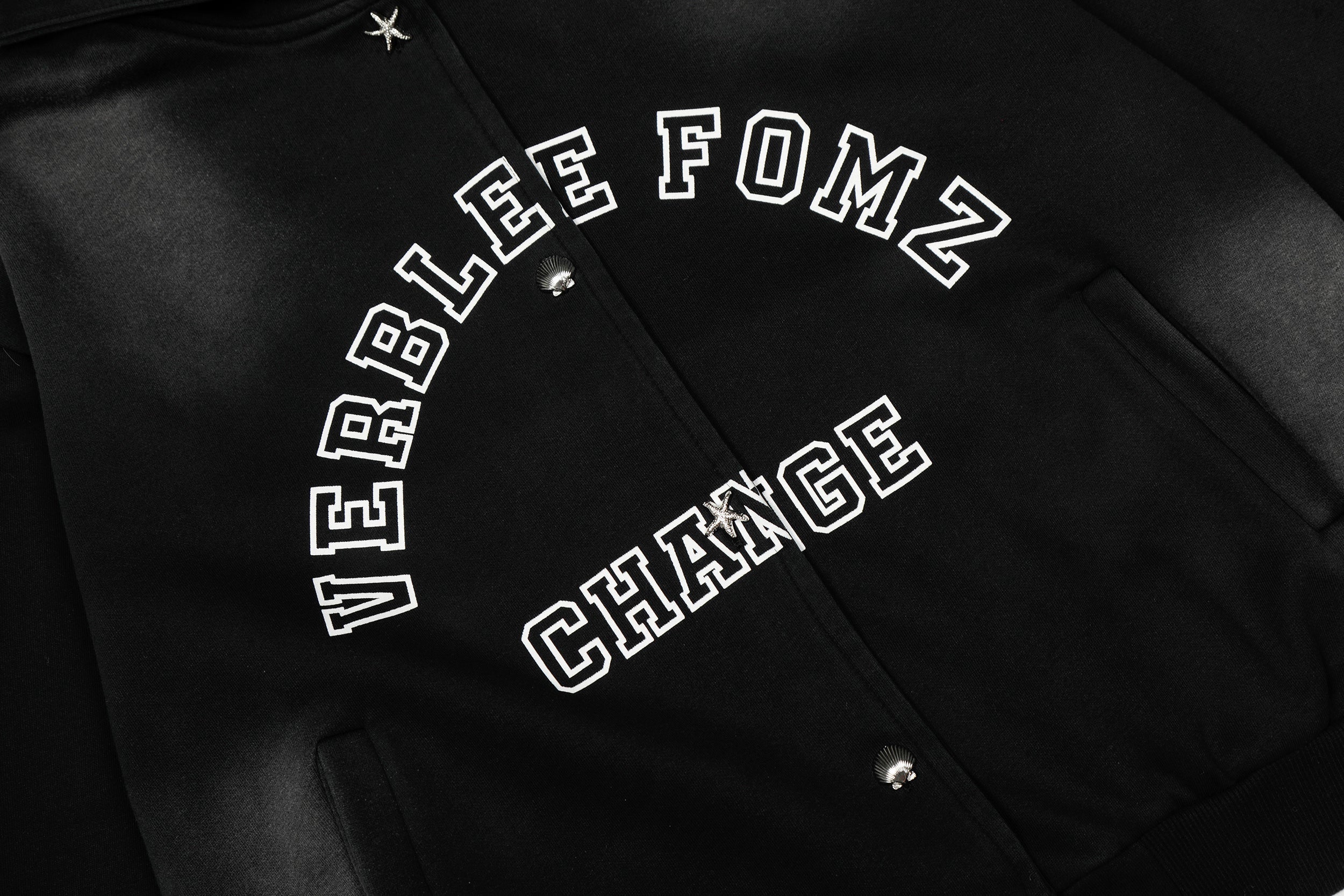 3-6-5.shop “Change” Spray-Fade Varsity Hoodie Jacket