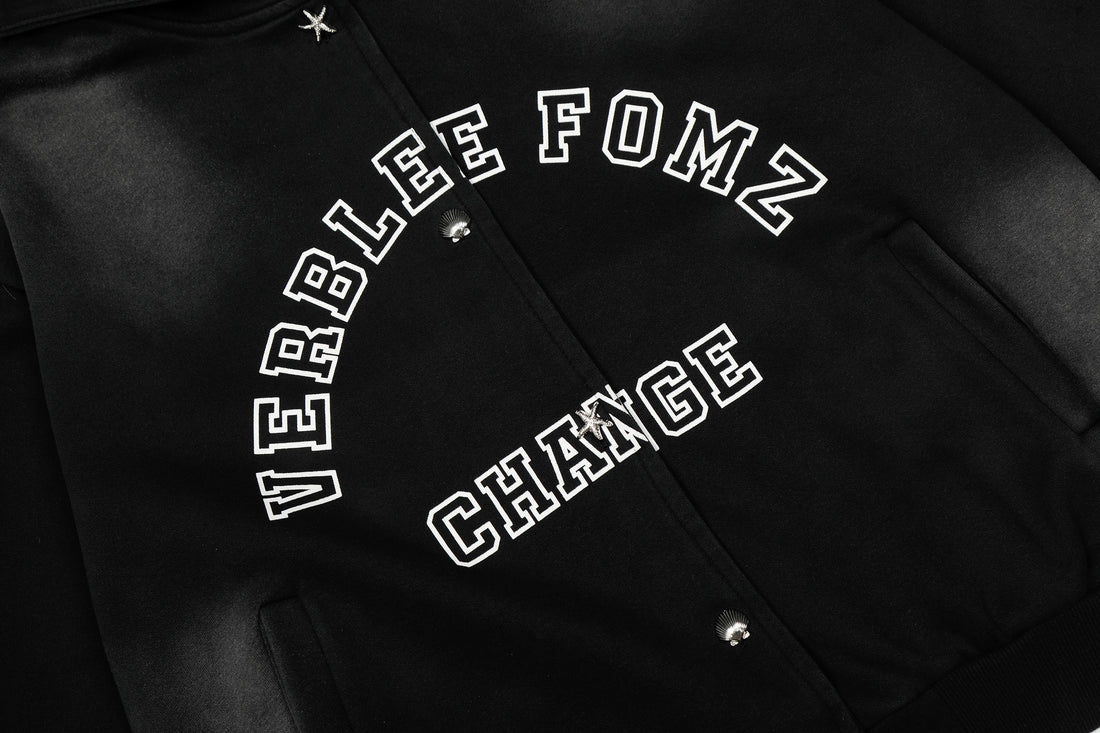 3-6-5.shop “Change” Spray-Fade Varsity Hoodie Jacket