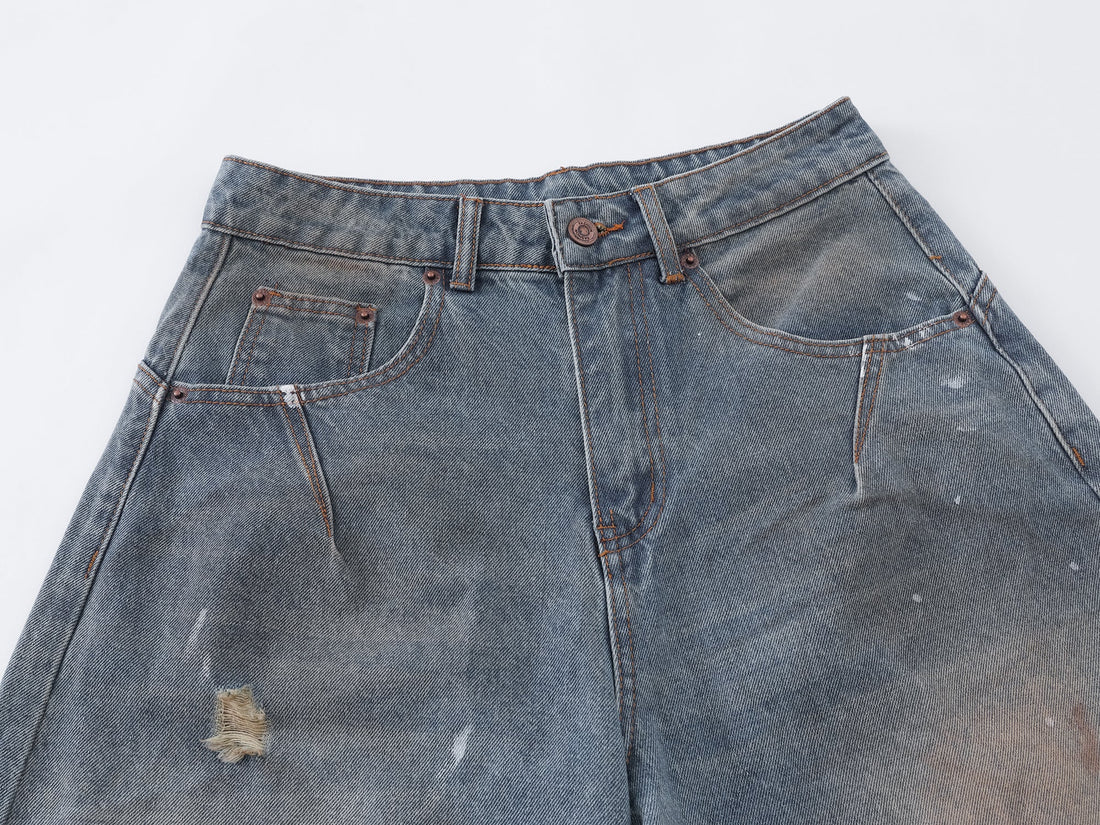 3-6-5.shop Vintage Washed Distressed Jeans