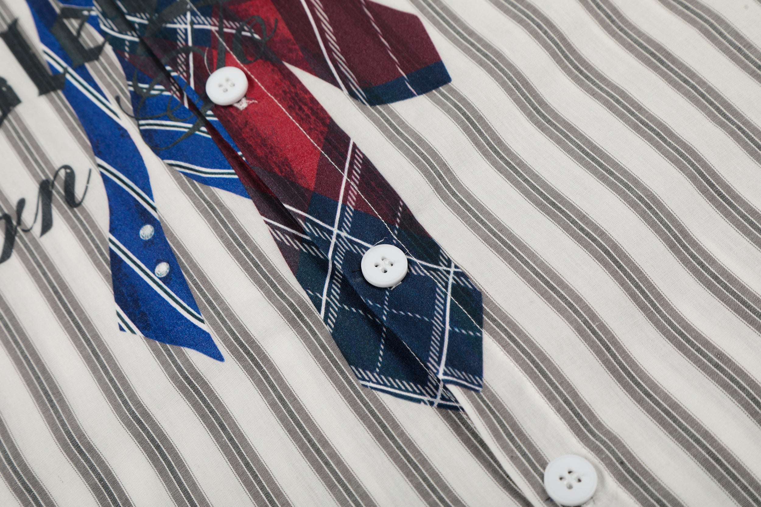3-6-5.shop Striped Tie-Detail Button-Up Shirt